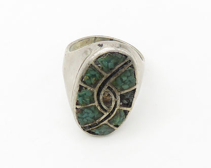 NAVAJO 925 Silver  Vintage Antique Turquoise Cocktail Ring Sz 12.5  RG17121