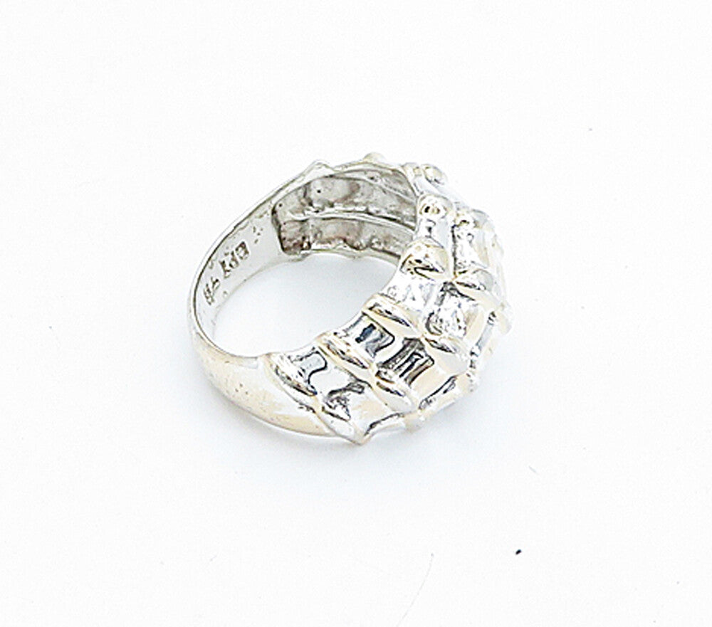925 Sterling Silver  Vintage Polished Bamboo Dome Band Ring Sz 8  RG5813