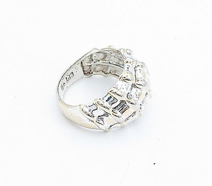 925 Sterling Silver  Vintage Polished Bamboo Dome Band Ring Sz 8  RG5813