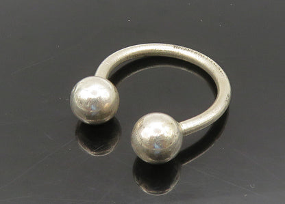 TIFFANY 925 Sterling Silver  Vintage Shiny Sphere Ends Key Ring  TR3047