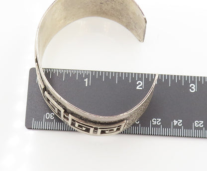 DANECRAFT 925 Silver  Vintage Antique Carved Greek Key Cuff Bracelet  BT9790
