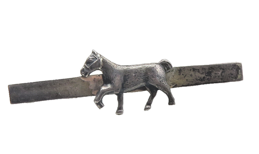 925 Sterling Silver  Vintage Dark Tone Horse Motif Bar Brooch Pin  BP4345