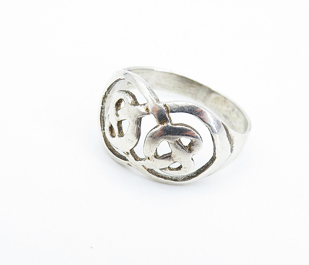 925 Sterling Silver  Vintage Shiny Open Pretzel Knot Band Ring Sz 9  RG6241