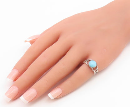 925 Sterling Silver Vintage Ring Larimar Open Wave Cutout Band  Sz 6.5  RG36810