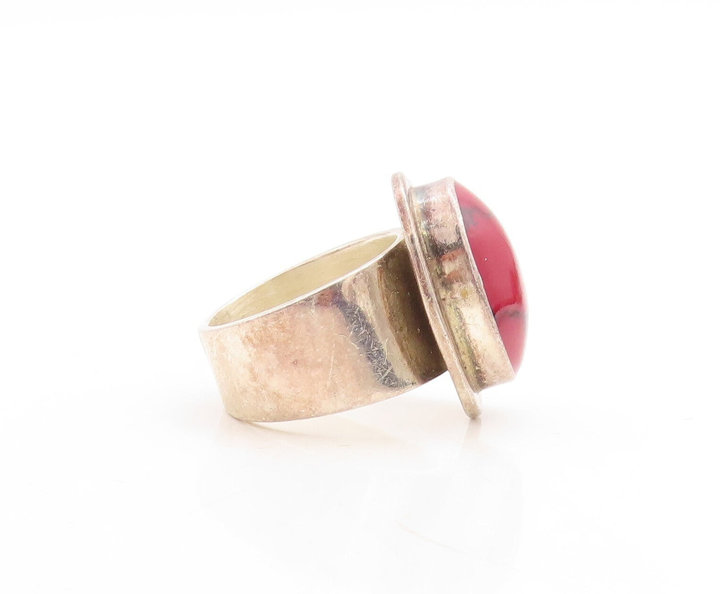 925 Sterling Silver Vintage Ring MEXICO Oval Cabochon Gemstone Sz 8  RG31515