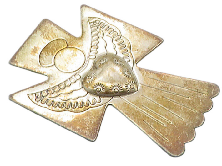 CAROLYN POLLACK RELIOS 925 Silver  Vintage Love Heart Angel Brooch Pin  BP4036