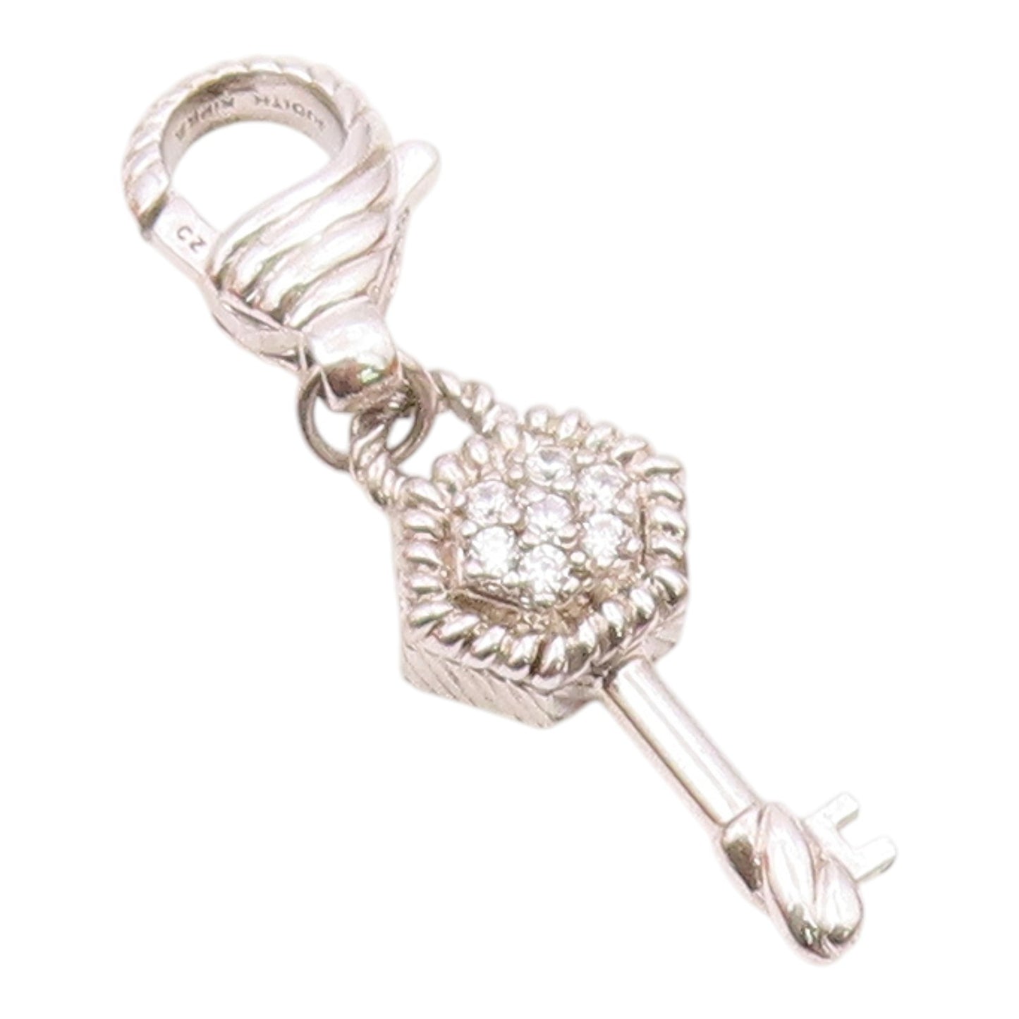 JUDITH RIPKA 925 Silver  Vintage Cubic Zirconia Key Motif Pendant  PT19498