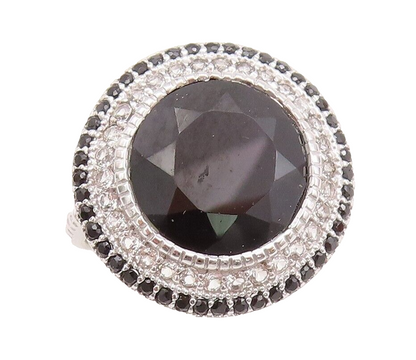 925 Sterling Silver Vintage Ring Round Spinel Halo Topaz Inlay  Sz 7  RG29644