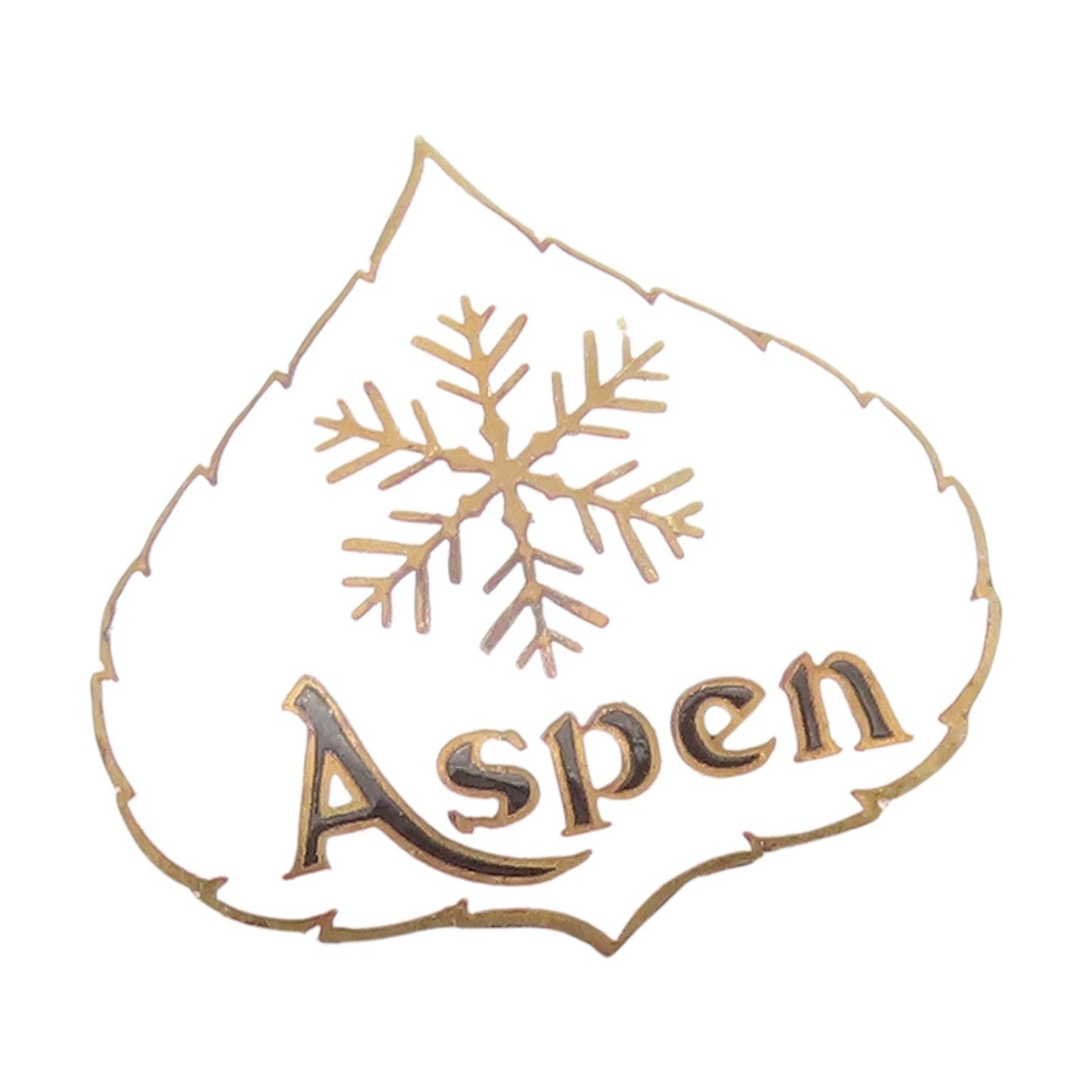 925 Sterling Silver Vintage Brooch Pin Gold Plated Enamel Aspen Leaf  BP12409