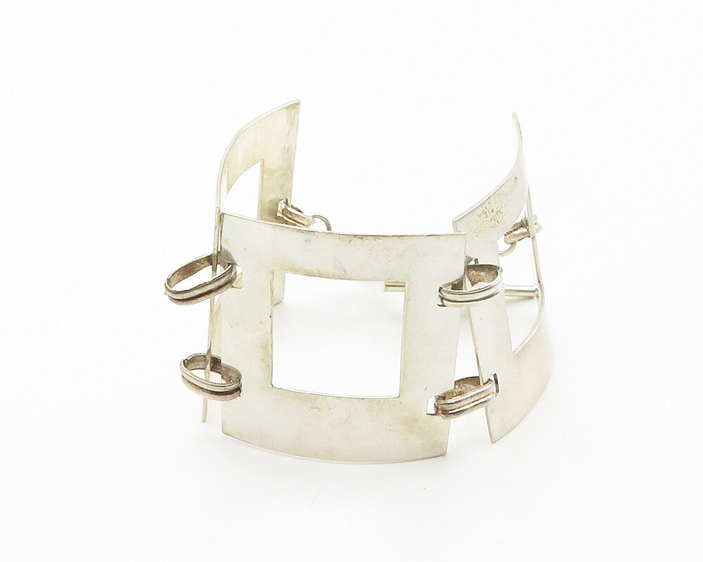 HOB MEXICO 925 Silver  Vintage Shiny Smooth Open Square Chain Bracelet  BT5489