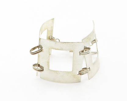 HOB MEXICO 925 Silver  Vintage Shiny Smooth Open Square Chain Bracelet  BT5489