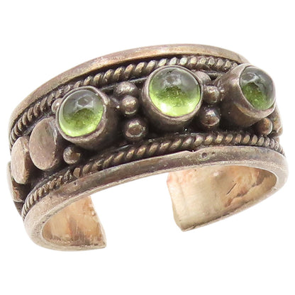 925 Sterling Silver Vintage Ring Classic Cabochon Peridot Band  Sz 8.5  RG36943