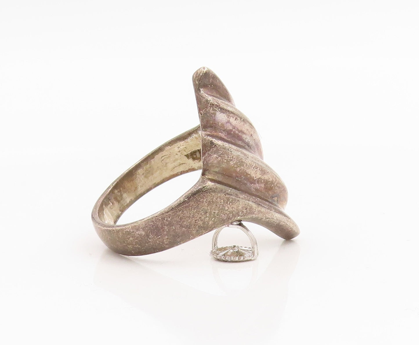 925 Sterling Silver Vintage Ring MEXICO Modernist Ribbed Band  Sz 9.5  RG35013
