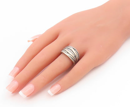 925 Sterling Silver Vintage Ring SILPADA Modernist CZ Wave Band  Sz 8  RG36043