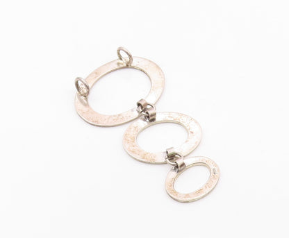 925 Sterling Silver  Vintage Shiny Smooth Graduated Ovals Pendant  PT16587