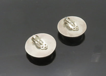 MEXICO 925 Silver  Vintage Black Onyx Shiny Non Pierce Earrings  EG10169