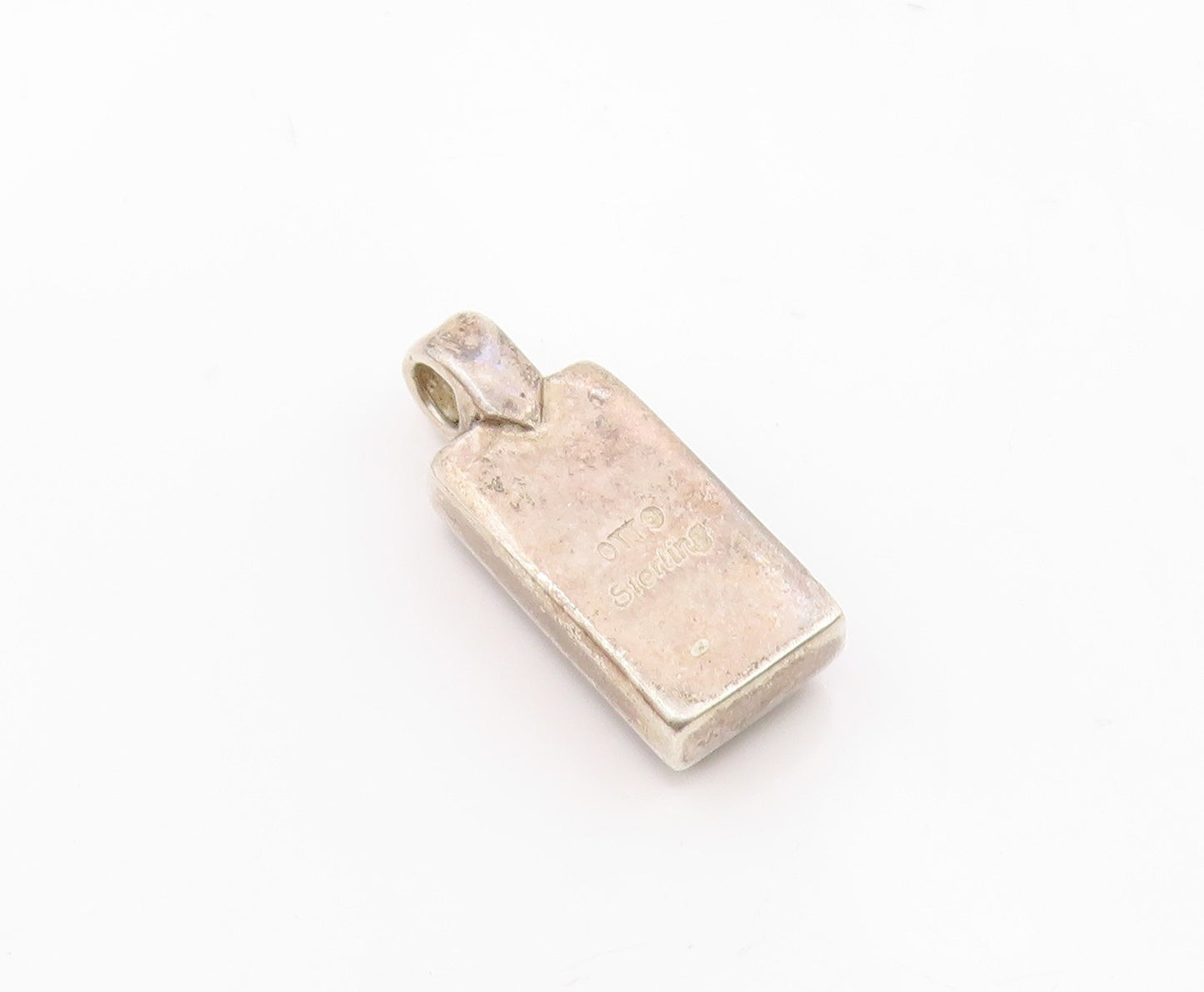 OTT 925 Sterling Silver Vintage Rectangle Mother Of Pearl Drop Pendant PT21252