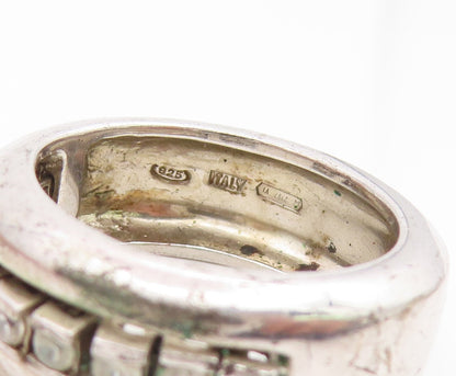 925 Sterling Silver Vintage Ring Channel Set CZ Classic Wide Band  Sz 8  RG35082