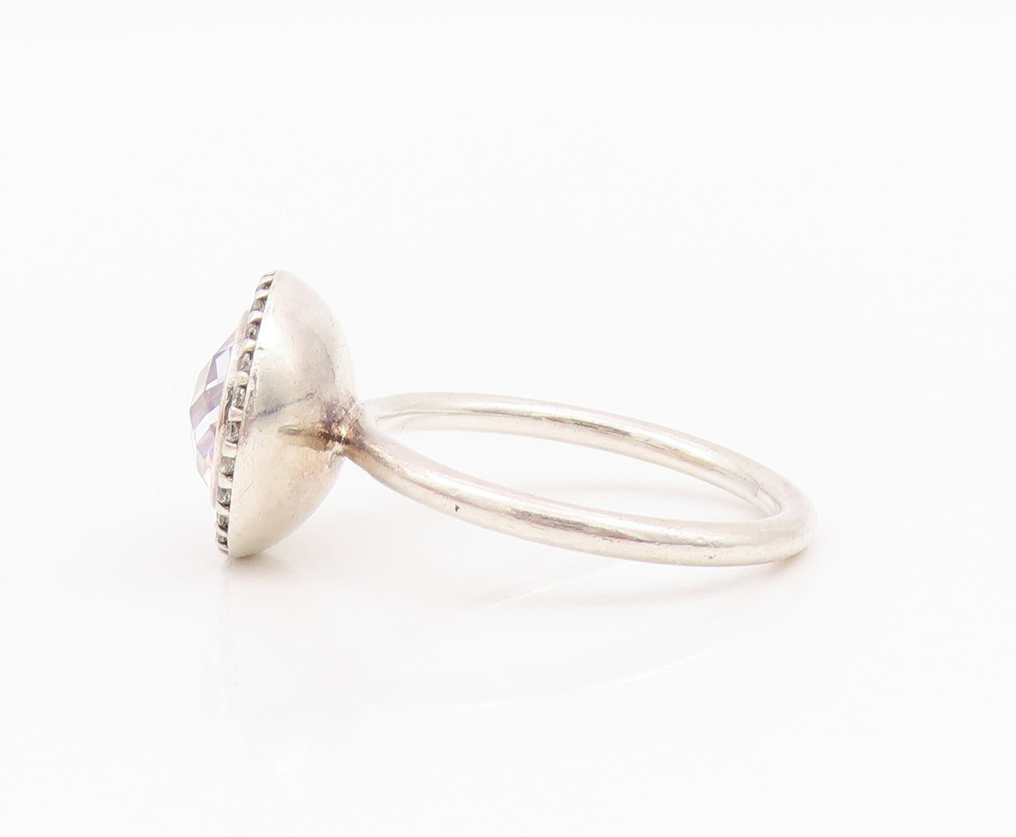 925 Sterling Silver Vintage Ring PANDORA Round Main Stone Halo CZ  Sz 9  RG33025