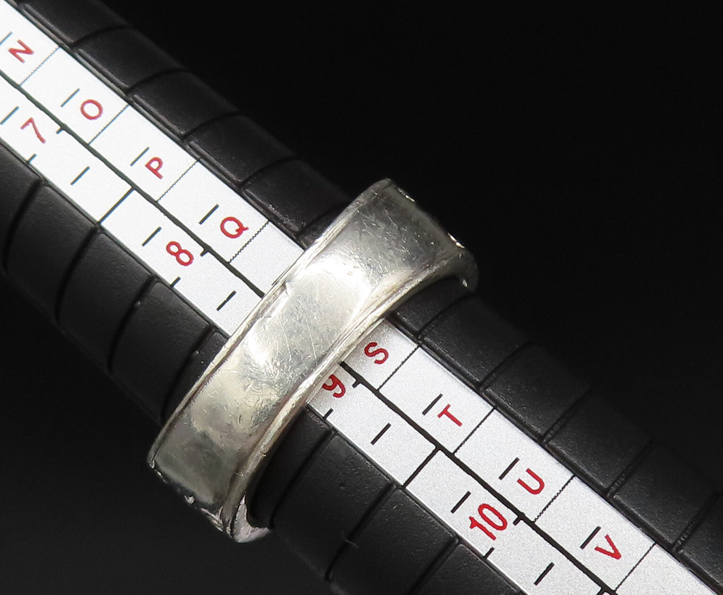 925 Sterling Silver  Vintage Smooth Center Rolo Link Band Ring Sz 9  RG25373