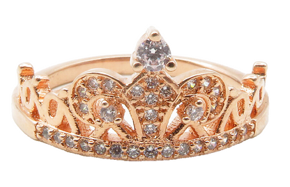 925 Sterling Silver  Topaz Rose Gold Plated Royal Crown Band Ring Sz 9 RG12211