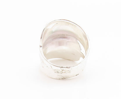 925 Sterling Silver Vintage Ring Minimalist Wide Bypass Band  Sz 7.5  RG35592