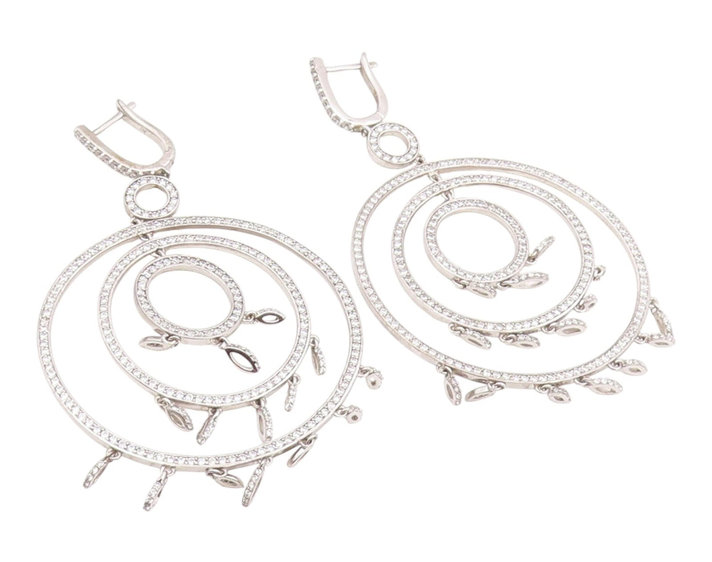 925 Sterling Silver Vintage Earrings CZ Multi Circle Chandelier Drop  EG14229