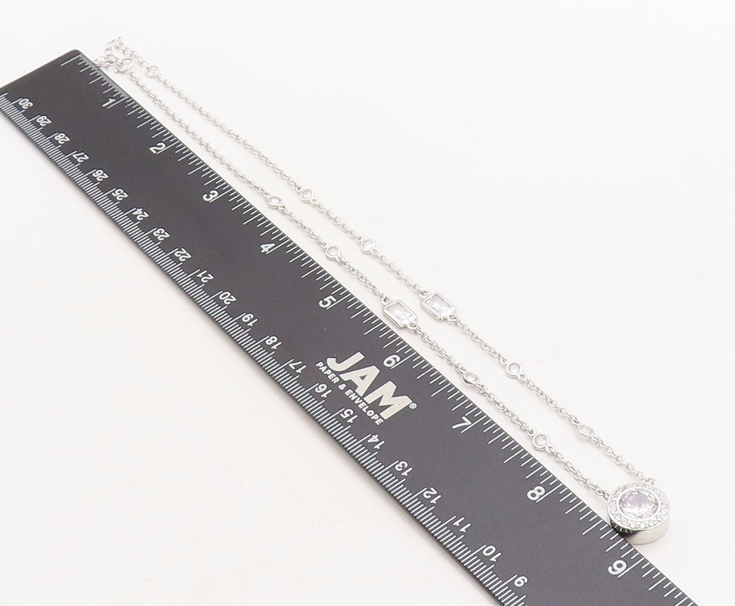 925 Sterling Silver Shiny Multi Shape Cubic Zirconia Chain Necklace NE1307