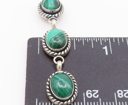 Q.T. SOUTHWESTERN 925 Silver Vintage Malachite Twist Chain Bracelet BT8410