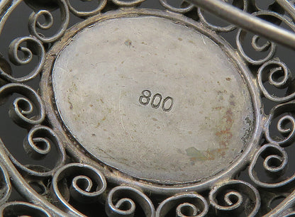925 Silver   Vintage Cabochon Cut Labradorite Floral Dome Brooch Pin  BP9172
