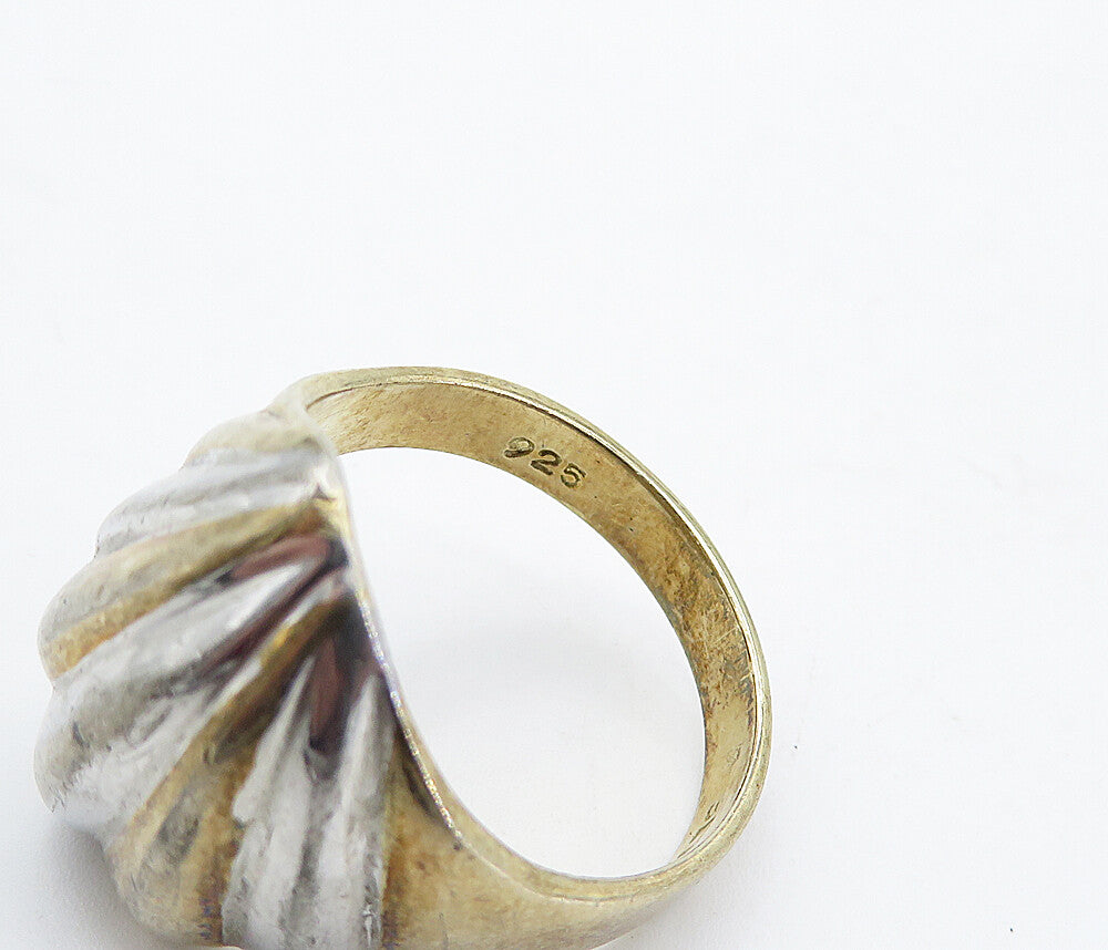 SETA 925 Sterling Silver  Vintage Two Tone Fluted Band Ring Sz 10  RG4851