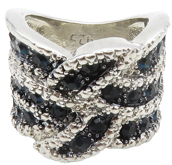 925 Sterling Silver  Blue Topaz Shiny Knot Design Band Ring Sz 5  RG13442