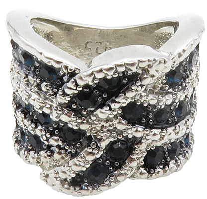 925 Sterling Silver  Blue Topaz Shiny Knot Design Band Ring Sz 5  RG13442