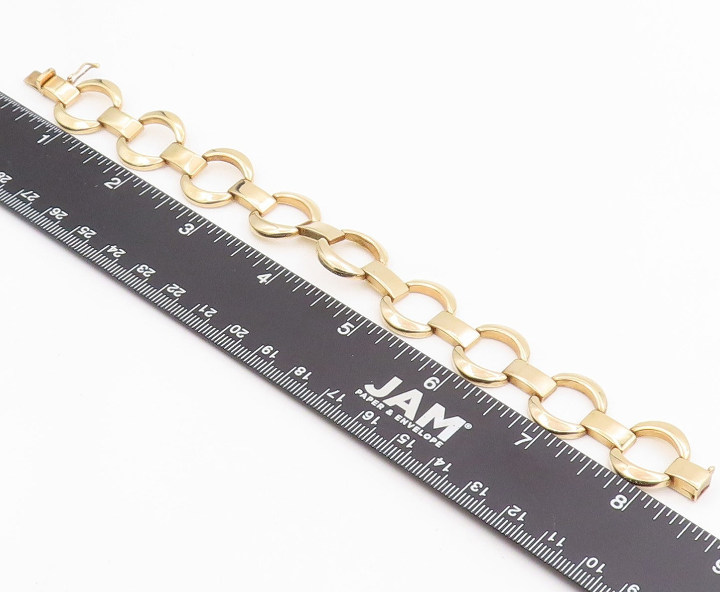 925 Sterling Silver Vintage Bracelet Gold Plated MILOR Geometric Link  BT11964