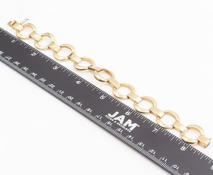 925 Sterling Silver Vintage Bracelet Gold Plated MILOR Geometric Link  BT11964