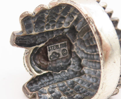 925 Sterling Silver Vintage Ring SILVER CLOUD Onyx Native Chief  Sz 11  RG35353