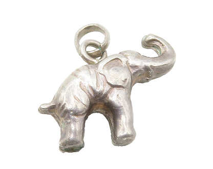 925 Sterling Silver  Vintage Petite Dark Tone Elephant Drop Pendant  PT12267