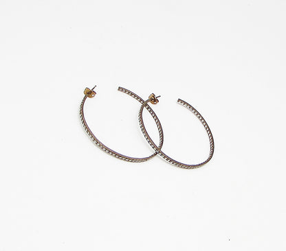 Rose Gold Over 925 Silver  White Cubic Zirconia Stud JHoop Earrings  EG1877