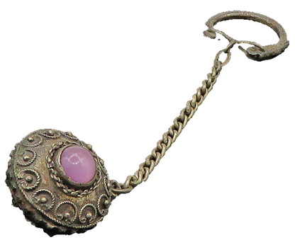 925 Sterling Silver  Vintage Lapis Lazuli & Amethyst Floral Key Chain  TR3202