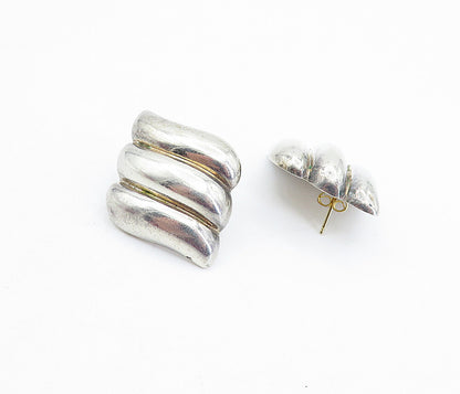 BAYANIHAN 925 Silver & 14K GOLD  Vintage Two Tone Fluted Drop Earrings  EG2900