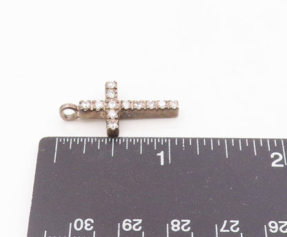 925 Silver  Vintage Petite Cubic Zirconia Religious Cross Pendant  PT11634