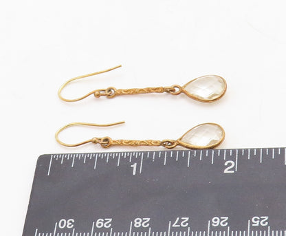 925 Sterling Silver Vintage Earrings Gold Plated Dangling Drop Cut CZ  EG13269