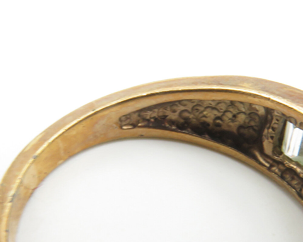 925 Sterling Silver  Vintage Cubic Zirconia Gold Plated Band Ring Sz 8 RG11764