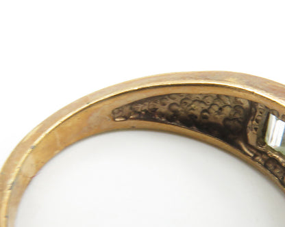 925 Sterling Silver  Vintage Cubic Zirconia Gold Plated Band Ring Sz 8 RG11764
