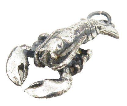 925 Sterling Silver  Vintage Petite Oxidized Lobster Motif Pendant  PT9258