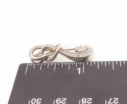 925 Sterling Silver Vintage Pendant Real Diamonds Inlay Cutout Infinity  PT23444