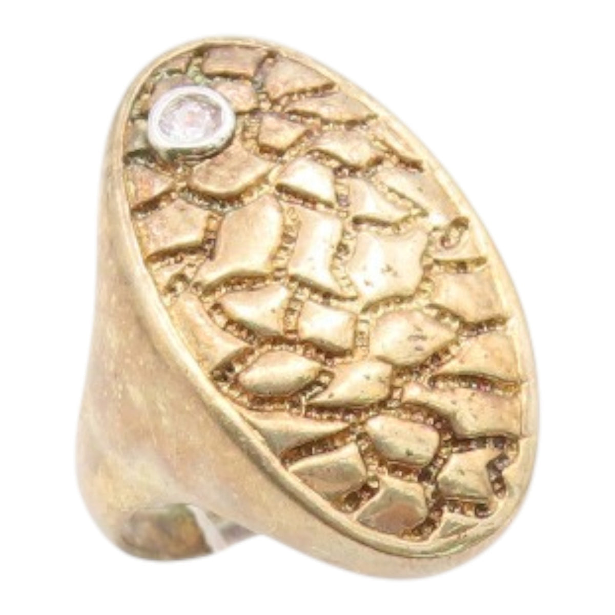 925 Sterling Silver Vintage Ring Gold Plated Topaz Textured  Band  Sz 8  RG35246
