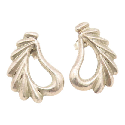 925 Sterling Silver Vintage Earrings Modernist Fluted Open Teardrops  EG14413