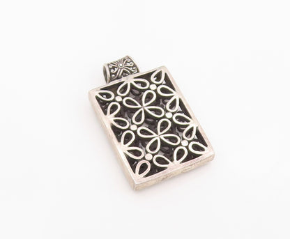 925 Sterling Silver Vintage Pendant Intricate Openwork Floral Locket  PT25654