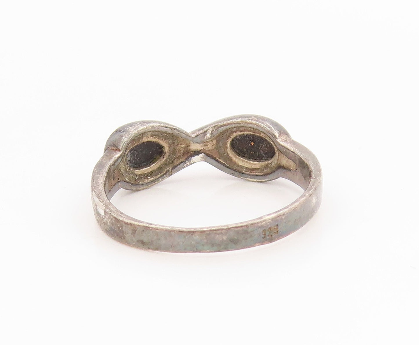 925 Sterling Silver Vintage Ring Baltic Amber Infinity Knot Band Sz 7.5 RG34627